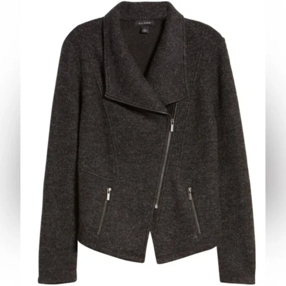 Halogen Dark Grey Asymmetical Moto Zip Jacket